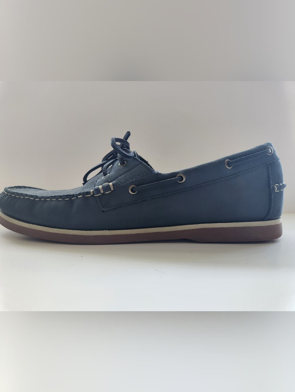 Allen Edmonds Navy Suede Men’s Boat Shoes with Tan Stitching